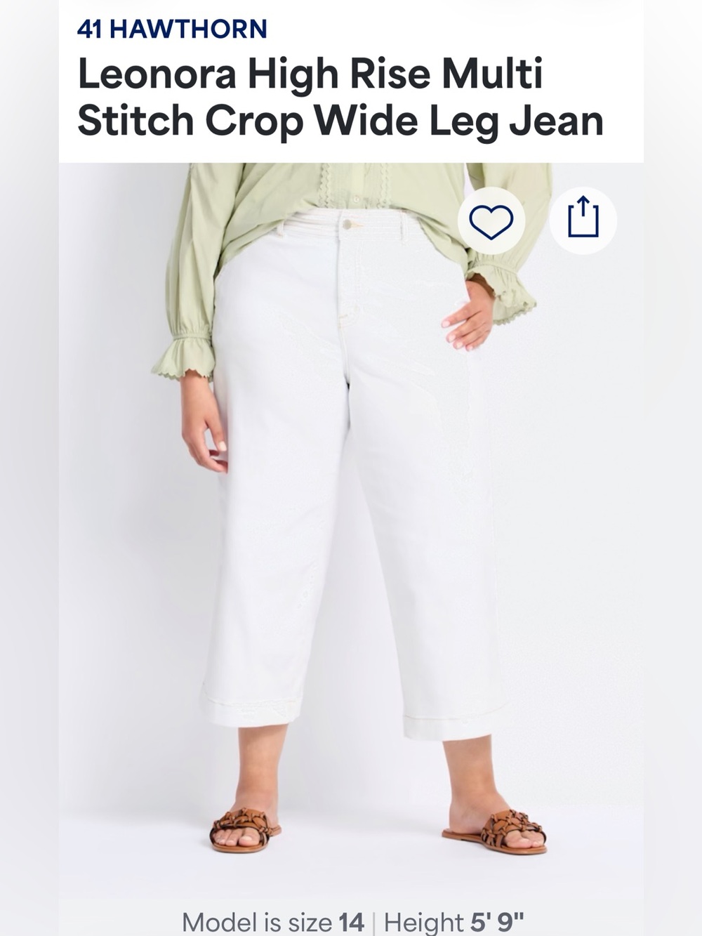 41 Hawthorn White Wide Leg Cropped Jeans NWOT